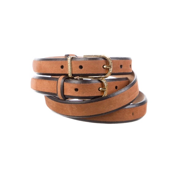 Burberry Prorsum Neutrals Brown Chocolate Suede Leather Belt Buckle 28/70